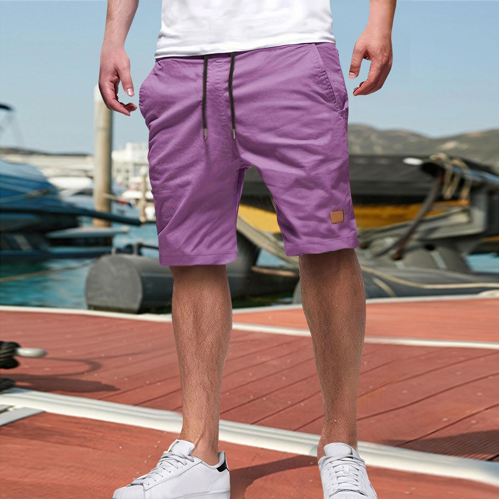 

Шорты с эластичной талией, повседневные шорты, летние легкие шорты с карманами XL фиолетовый