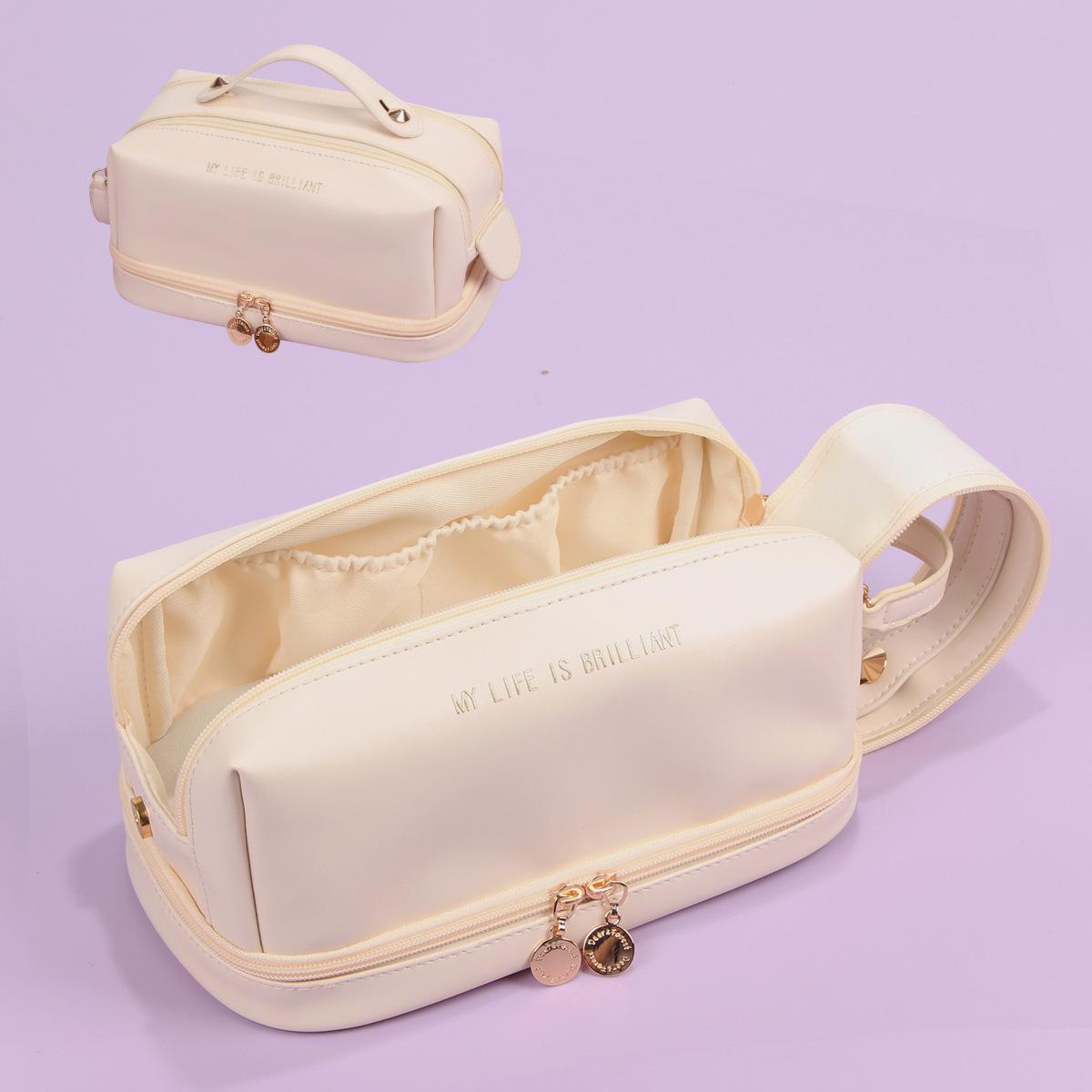 New Large Capacity Travel Cosmetic Bag for Women Large Makeup Bag Organizer Double Layer Travel Cosmetic Case S