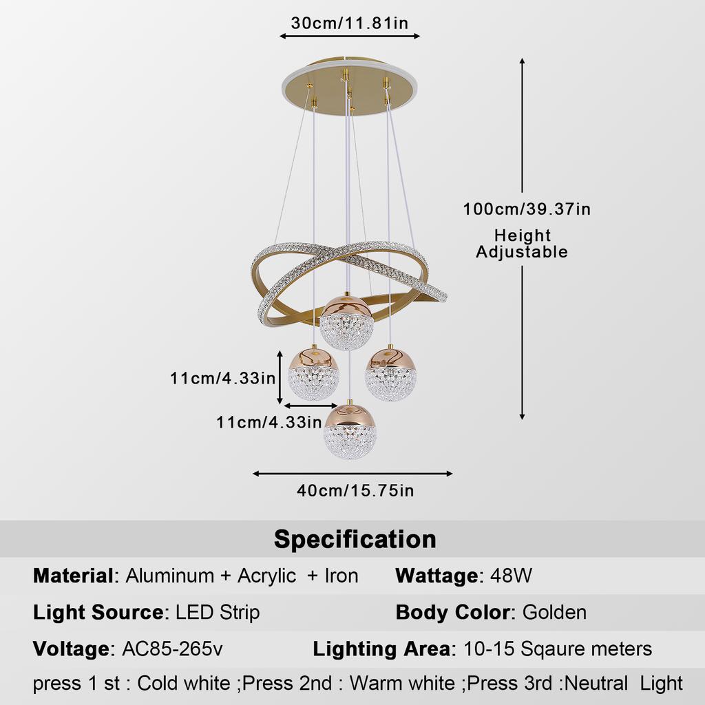 Modern Led Chandelier Lighting Three LED Colors Nordic Restaurant Lighting Living Room Chandelier Hanging Lamp Lighting Fixture