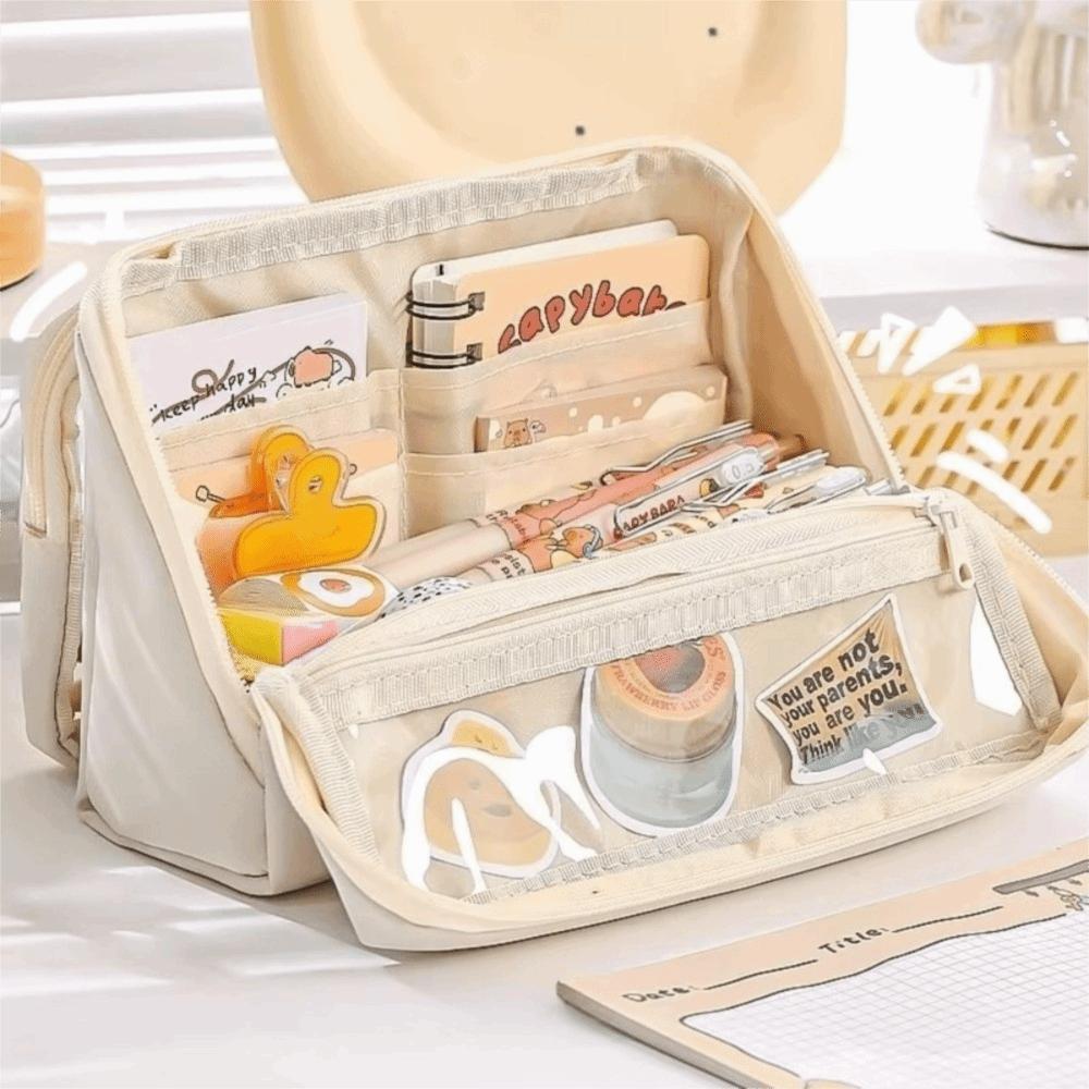 Large Capacity Transparent Pen Bag DIY Stationery Box Cute Transparent Pencil Case  Office