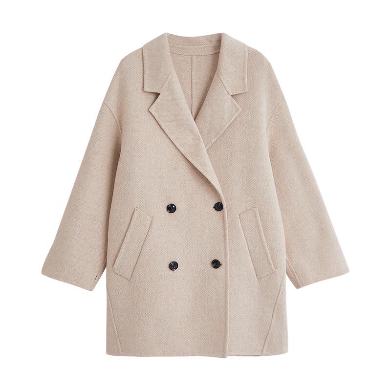 Chuyu Women's 2025 Winter Camel Wool Blend Mid-Length Coat