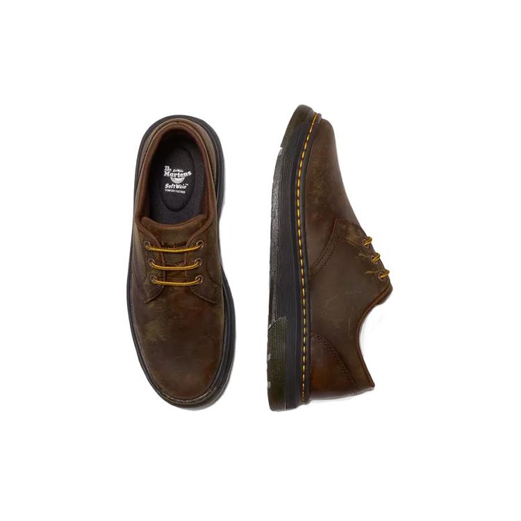 Dr. Martens נעליים קז'ואל נמוכות מעור, שרוכים, עגולות, נוחות, אופנתיות, רב-תכליתיות, יוניסקס, חום 31670201