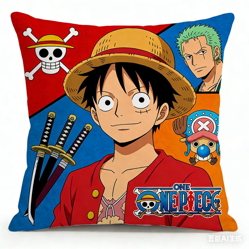 One Piece Luffy Printed Pillow Case Decorative Throw Pillow Cover For Sofa Bedroom Living Room Car Home Decor