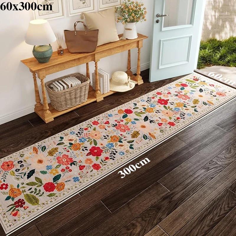 Tappeto per Corridoio Passerella Tappeto Lungo Lavabile in Macchina Pieghevole Antiscivolo Tappetino per Pavimento Tappeti Fiore di Primavera Decorazione per la Casa per Soggiorno