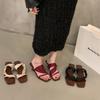 Wedge heel red French cool slippers fairy shoes wear 2025 new summer temperament with skirt sandals