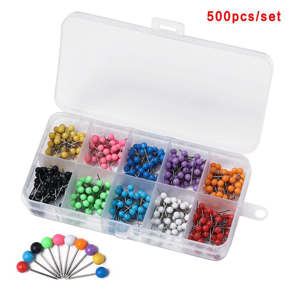 500 PCS/Set Colored Office School Calendar Mark Plastic Head with Steel Point Map Tacks Push Pins Thumbtacks