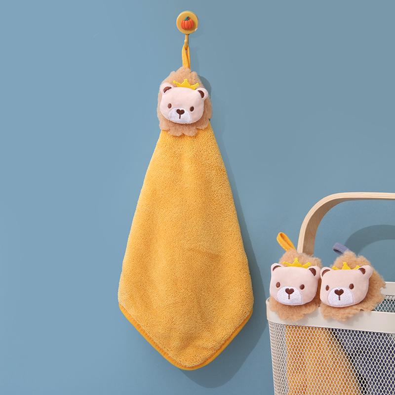 Soft Cute Cartoon Coral Fleece Hanging Hand Towel - Absorbent Kitchen Wiping Cloth