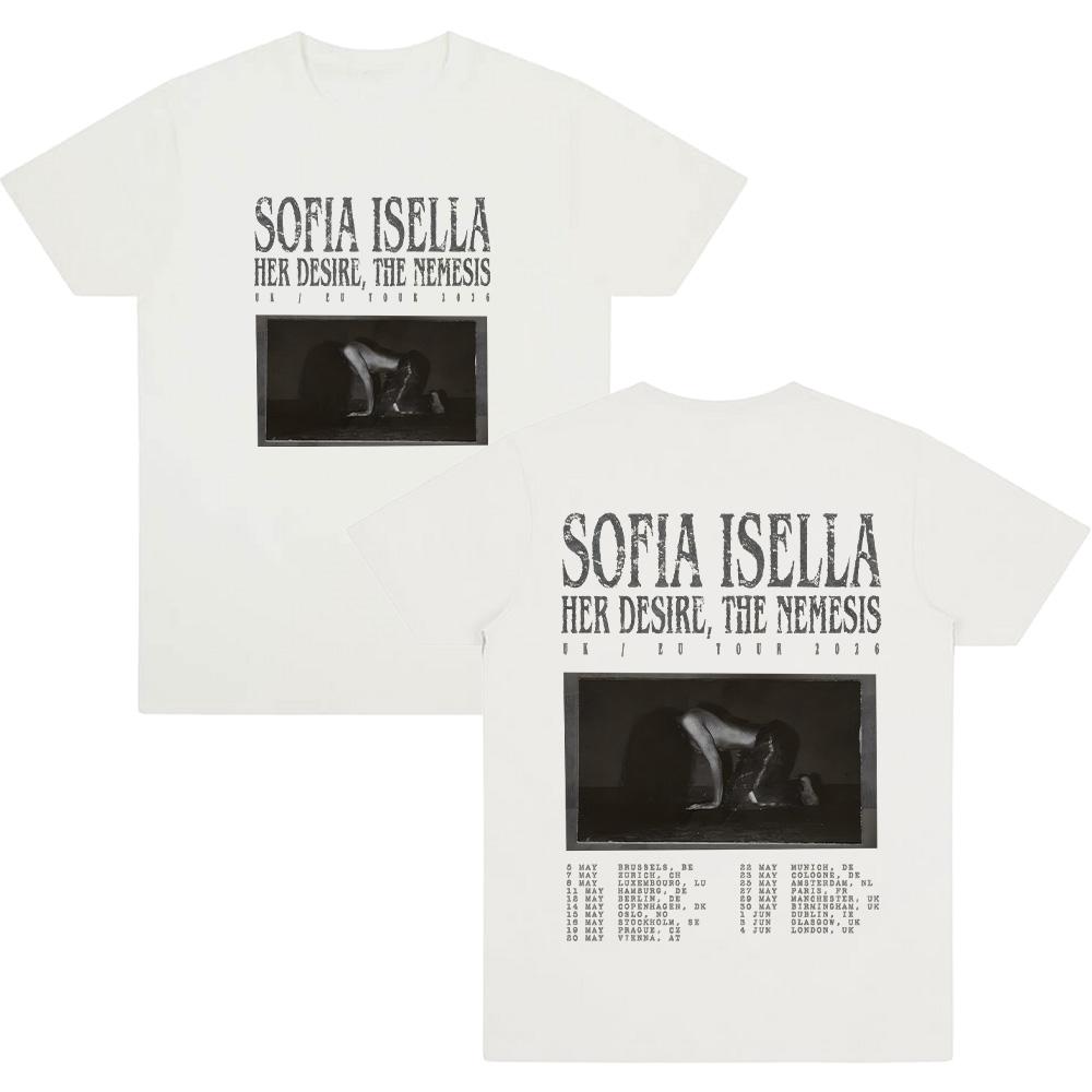 

Sofia Isella Her Desire The Nemesis Tour 2026 T Shirts Women Men Cotton Short Sleeve Tees Gothic Aesthetic Clothing Summer Tops XS білий
