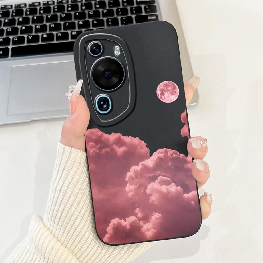 For Huawei P60 Art / P60Pro / HuaweiP60 Case Liquid Silicone Soft TPU Back Cover Phone Funda Gothic Black Night Bumper Panda Bag