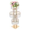 5 Tier Wedding Centerpieces Flower Stand with Hanging Crystals Gold Vases Round Flower Chandelier Pedestal for Birthday Party