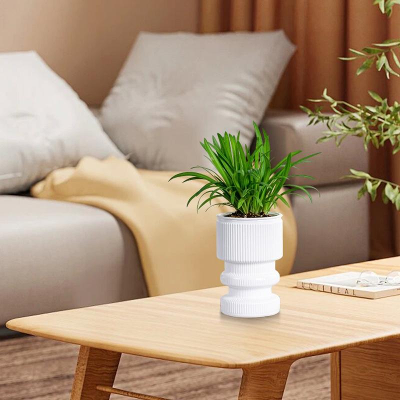 1PC Double-layer Solid Color Soil Cultivation Flowerpot Decorative Potted Pot Desktop Ornaments 3 Colors