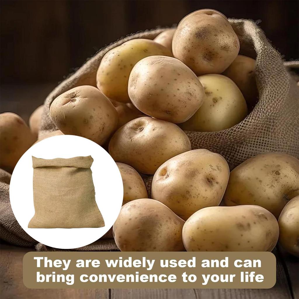 Potato Keeper 5 Pieces Burlap Potato Bags 15.75x23.62 Inches Jute Sack Breathable Food Storage For Beans Fruits Sand Market