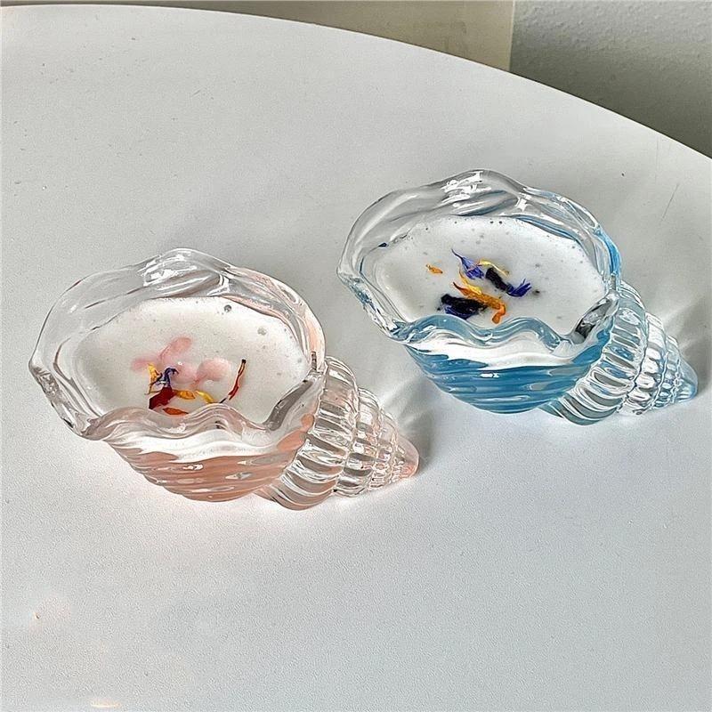 Bicchiere da Cocktail Ins Conch Vetro Creativo Per Succhi e Bevande Design Unico Bicchiere d'Impatto con Estetica Costiera