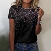 Luxurious Golden 3D Printed T-shirt for Ladies, Fashionable Summer Large-sized Loose Clothing