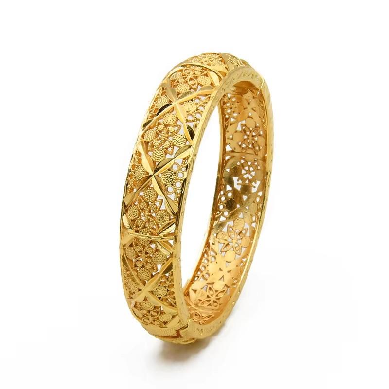 Luxus Dubai Brautarmreifen Geschenk 24K Gold Plated Indische Afrikanische Armbänder Charm Hochzeit Nigerianische Arabische Hand Schmuck für Frauen