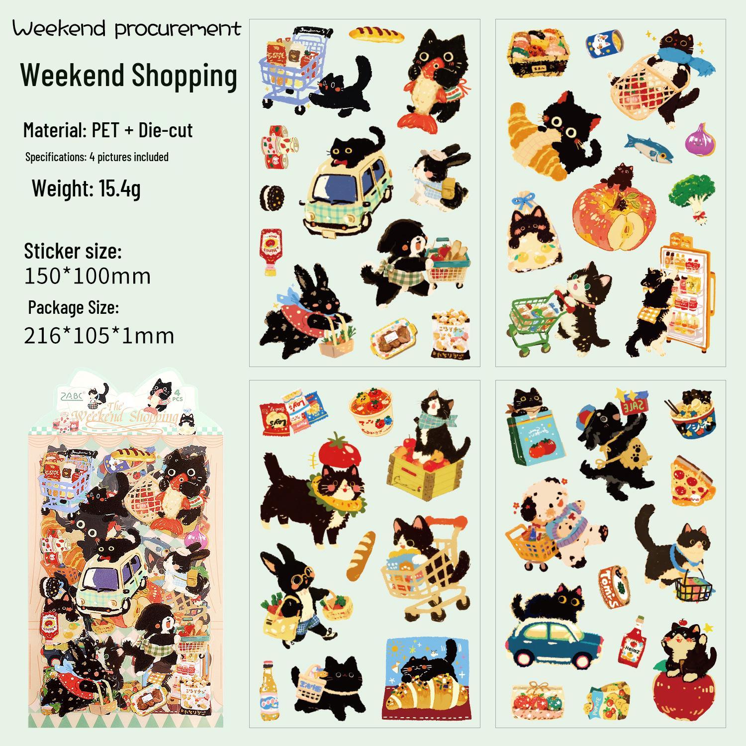 

Mengmeng Black Cat Series Cartoon Stickers – Cute DIY Journaling Material, 6 Styles