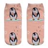 New Funny 3D Printing Cute Cartoon Singing Dancing Christmas Penguin Unisex Animal Series Short Ankle Socks Calcetines De Mujer