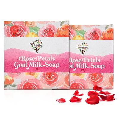 The Herbal Blend Natural Handmade Rose Petals Goat Milk Moisturizing Skin Soap for Women, Men, and Kids 100gm | Goat Milk Body Soap (Pack of 2)