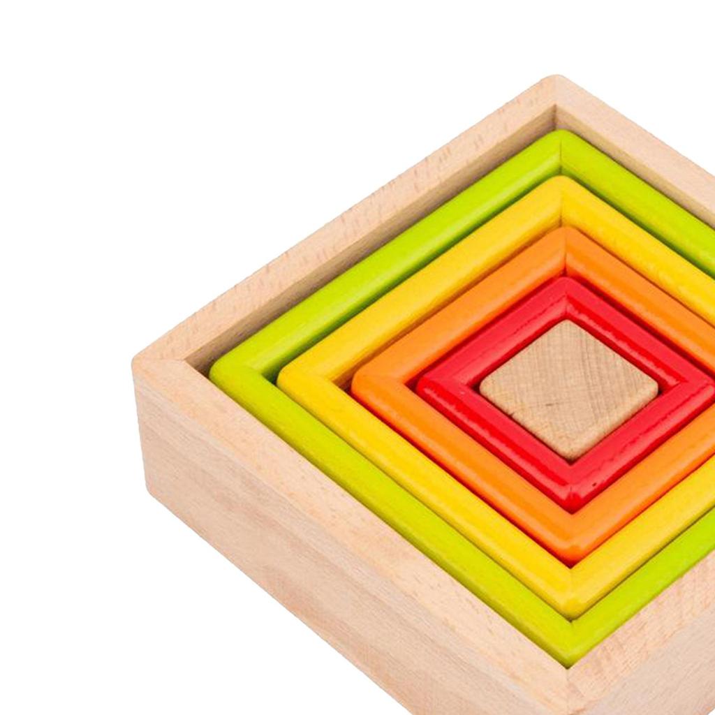 Wooden Rainbow Stacking Game Learning Toy Geometry Building Blocks Educational Toys for baby Toddlers
