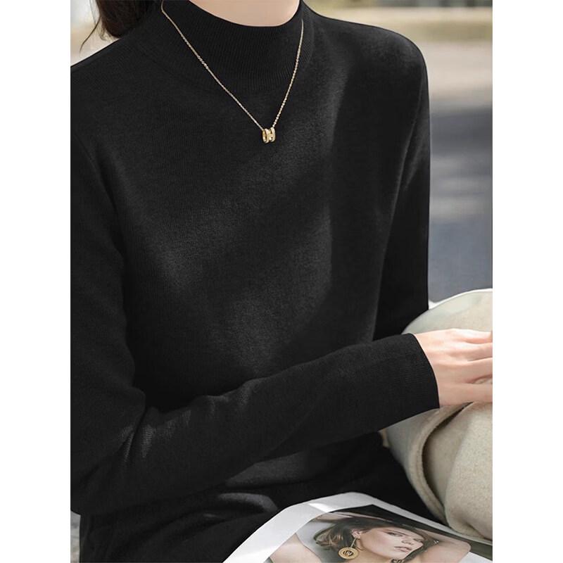 Basic House Women's Semi-High Collar Knit Sweater