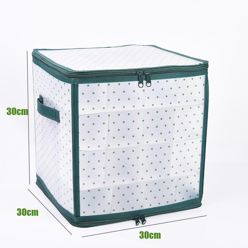 Green Speckle Christmas Ball Storage Box 64-Compartment Christmas Ornament Storage Organizer with Handles Organizing Decorations