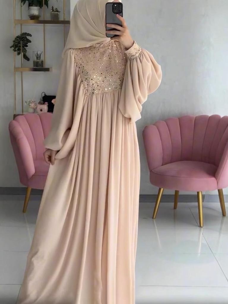 Rochie lungă de lux cu paiete și mărgele în stil palat de toamnă 2024 pentru Europa și America