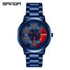 Sanda Men's Creative Wheel Quartz Watch - Trendy Rotating Waterproof Wristwatch
