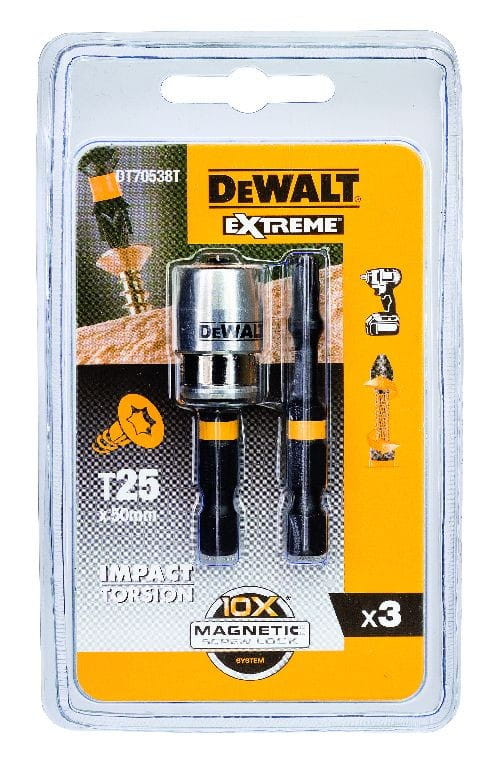 Dewalt Impact Bit T25x50 / 2 pcs + Extreme Impact Torsion Magnetic Holder