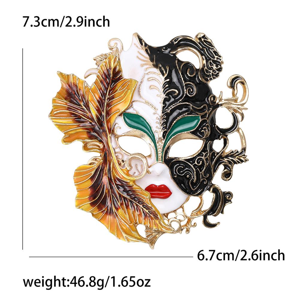 Vintage Palace Embossed Face Mask Brooch Men Women Costume Accessories Corsage Pin Jewellery Gifts