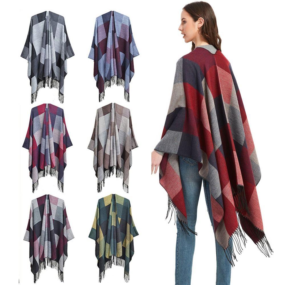 

Thicken Cashmere Shawl Cape Double-sided Cloak Cardigan Evening Dresses Fleece Shawl