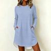 Women's Casual Striped Print Long Sleeve Neck Dress for Everyday Wear