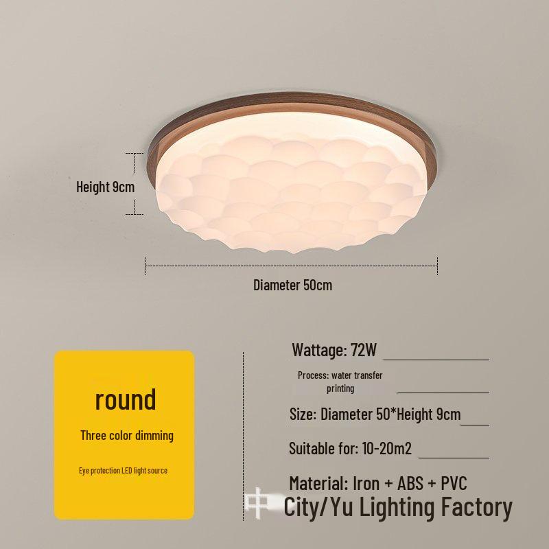 

Walnut Ceiling Light: Eye-Protecting Retro Mid-Century Style for Master Bedroom Eye-protecting Three-color Light