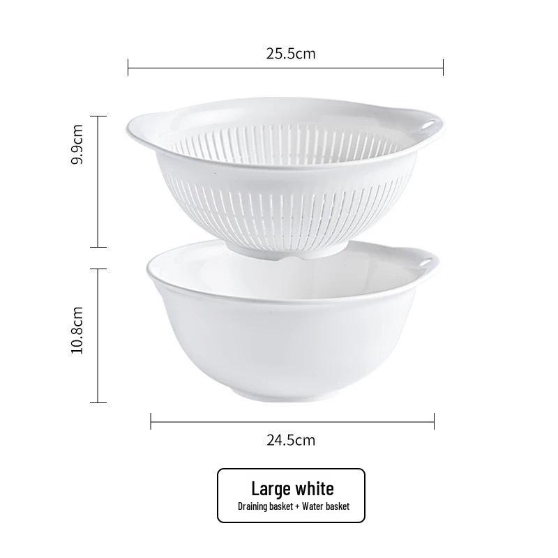 ASVEL Antibacterial Double-Layer Draining Basket and Sieve for Fruits and Vegetables