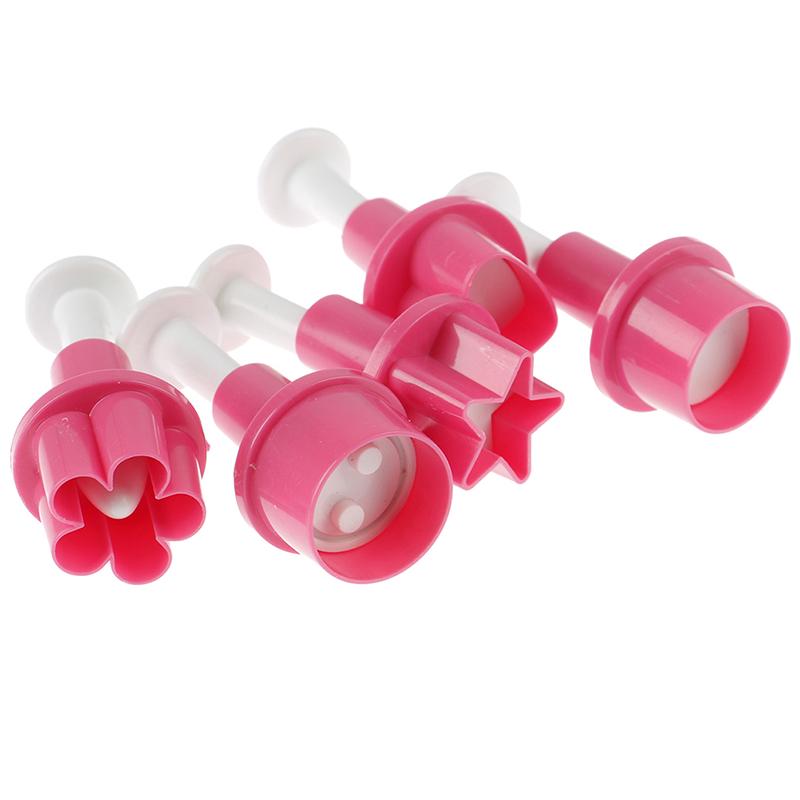 5Pcs Plastic Cookie Cutter Cake Mold Star Button Plum Heart Biscuit Sugarcraft