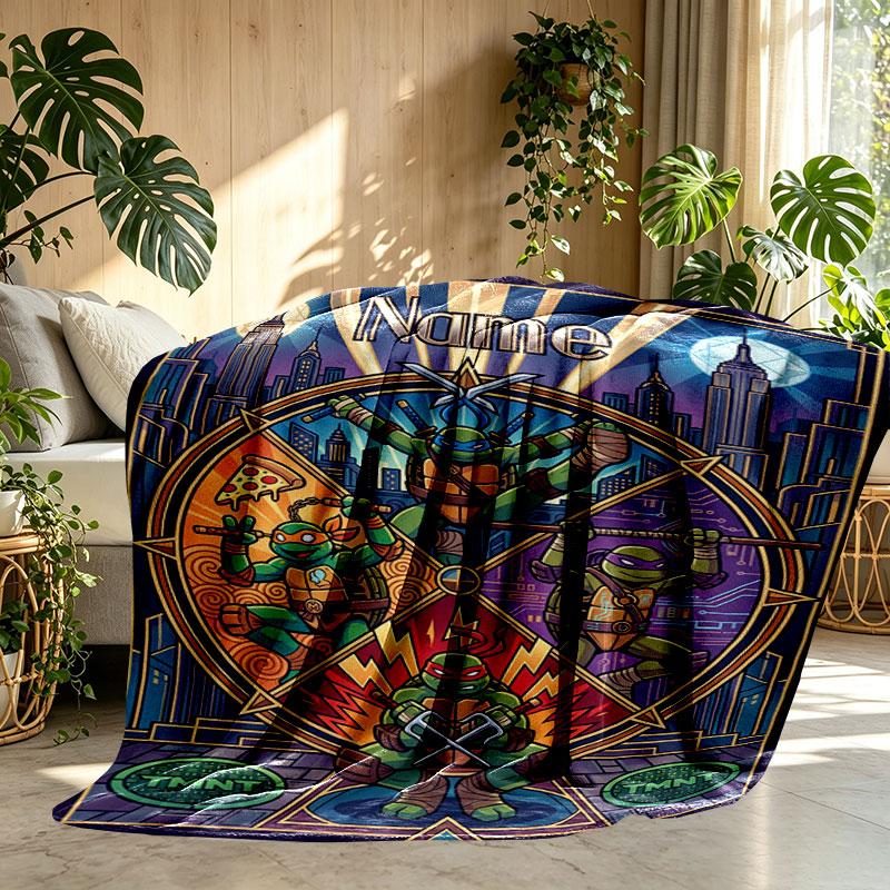 Custom Name Personalized Teenage Ninja Turtles Print Blanket, Home Decor, Bedroom, Sofa, Camping, Couch, Gifts for Birthday Christmas