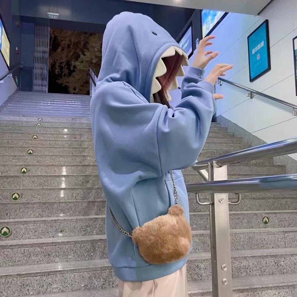 Autumn Winter Funny Shark Patchwork Hoodies Men and Women Kawaii Sweatshirt Fashion Casual Pullover School Oversized Clothes