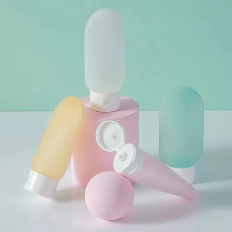 1set-Refillable Bottle 60ml Soft Silicone Lotion Container Squeeze Tube Empty Bottle Portable Travel Shampoo Bottle