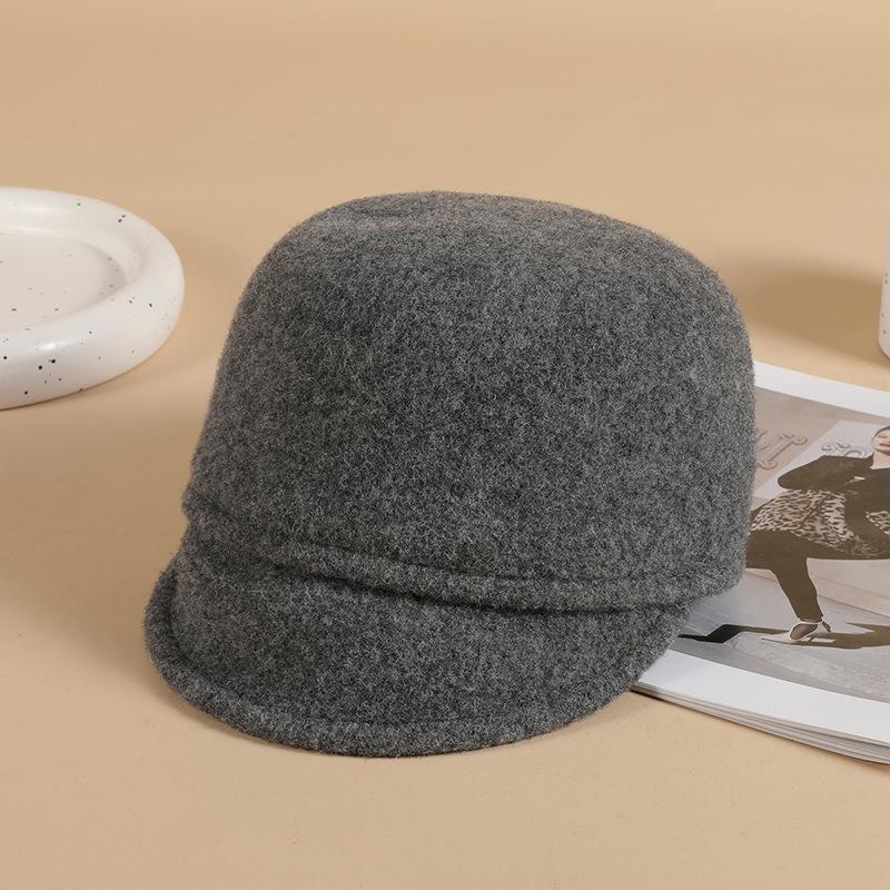 Black Woolen Navy Octagonal Hat Female Autumn and Winter Xiaoxiang Beret Knight Top Hat British Equestrian Hat