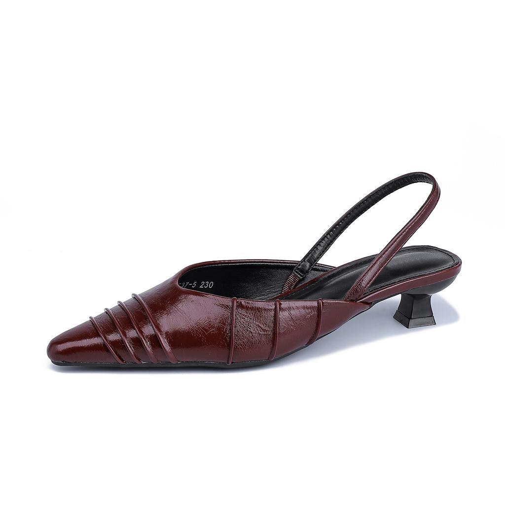 2025 spring new French retro single shoes women's back empty half-drag muller shoes women's bag head sandals women's fashion outer wear