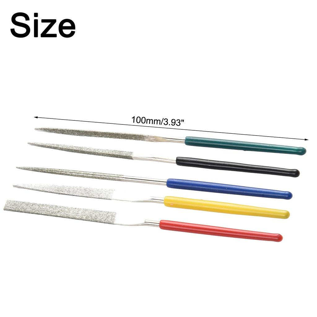 5Pcs Small Files Needle Set Pocket Files Woodworking DIY 2×100mm Triangle Square Round Flat Semicircle Hand Tool