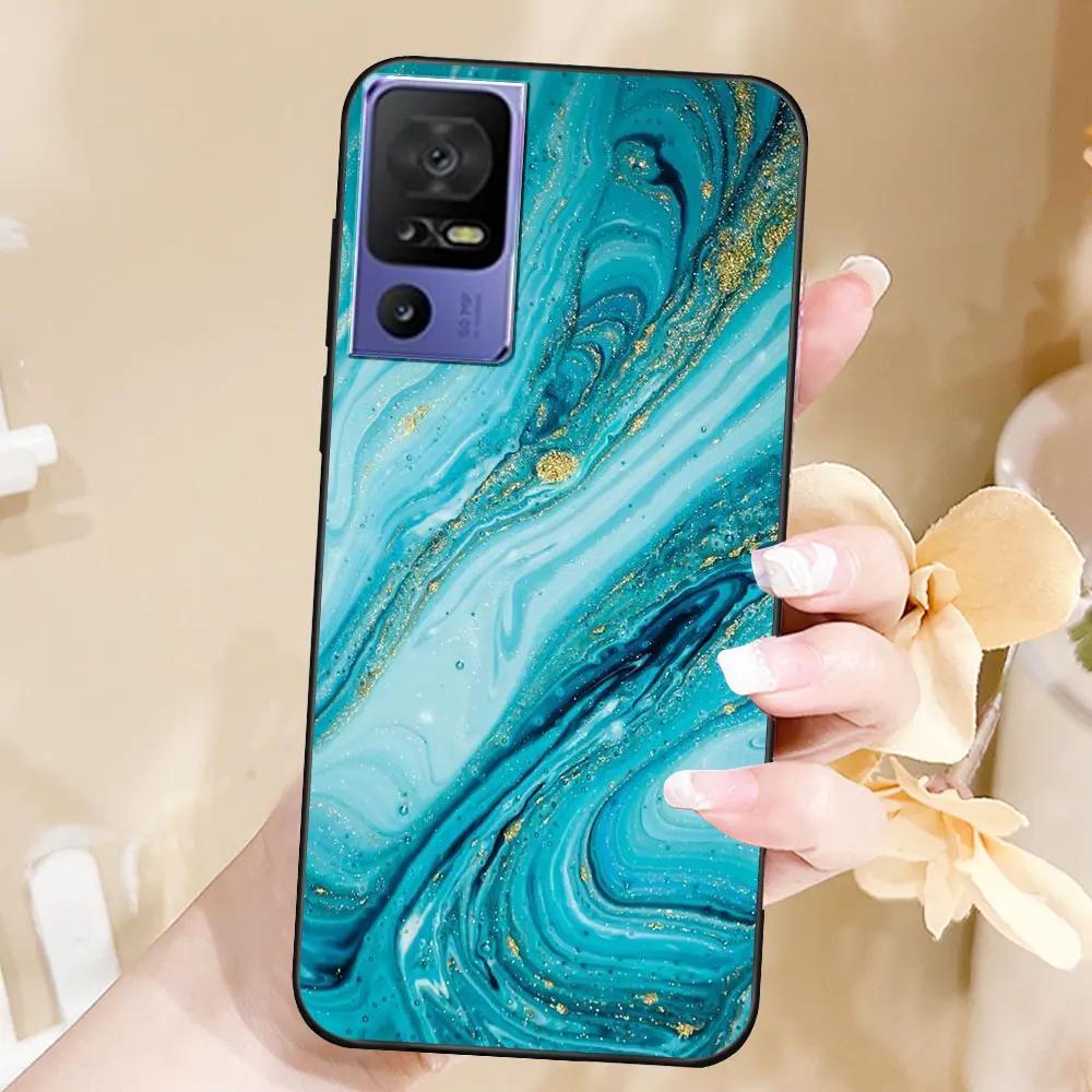 Case For TCL 40 SE Coque TPU Soft Silicone Fashion Phone Funda For TCL 40 SE Back Cover Floral Case Luxury Capa Marble Bumper
