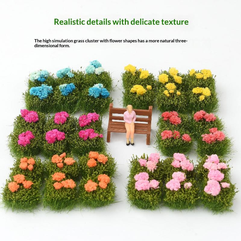 Model Mini Artificial Flower Cluster 6Pcs for Diorama Sand Table Railroad Scenery Layout Realistic Plant Decor Set