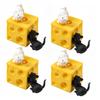 1/2/3/4Pcs Hollow Cheese Squeeze Toy with Black White Mouse Stress Relief Cheese Block Fidget Toy Relaxation Stress Ball Simulated Cheese Sensory Toy