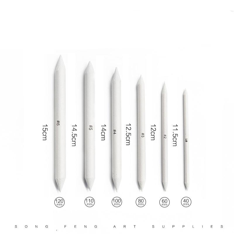 6 PCS Artist Blending Paper Stumps Tortillion Art Blenders Paper Sandpaper Drawing Charcoal Graphite Sketcking Tool