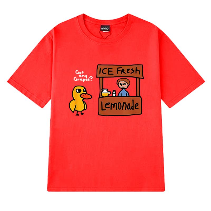 T-shirt d'été drôle et mignon canard a-t-il des raisins pour femmes harajuku t-shirts à manches courtes harajuku hauts unisexes