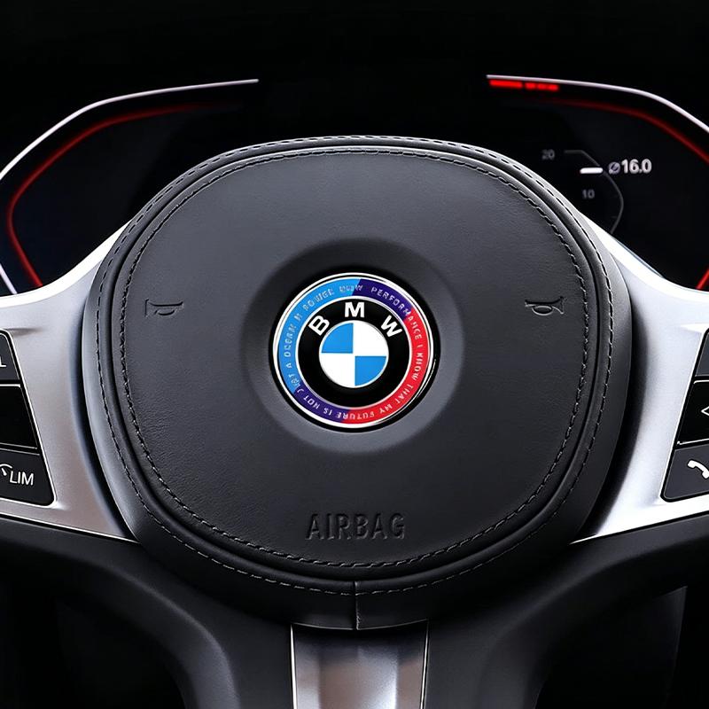 BBKI7 Auto Steering Wheel Center Aluminum Alloy Badge Logo Sticker For BMW M Emblem E46 E36 E34 F10 E90 F30 E60 F30 E53 E30 E92 E87