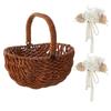 Blumenmädchenkörbe für Hochzeiten, Rattan-Simulationskörbe mit künstlichem Blumenstrauß für Hochzeiten