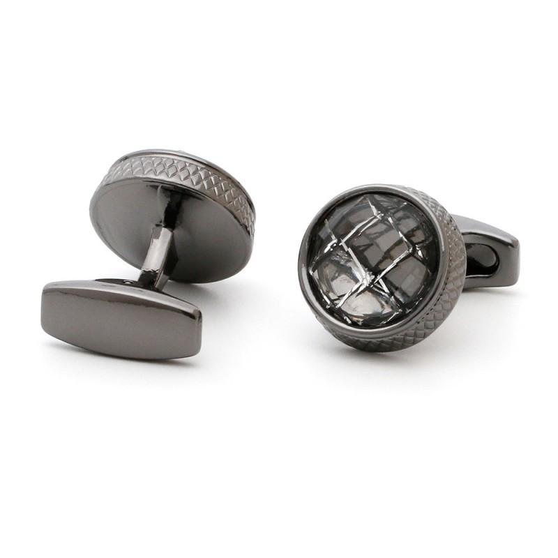 Men s Cufflinks French Gun Gray Round Ornaments alloy