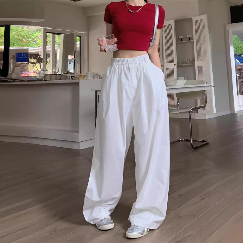 Lightweight casual pants for women, 2026 new model, high-waisted, slimming, wide-leg, loose-fitting long pants