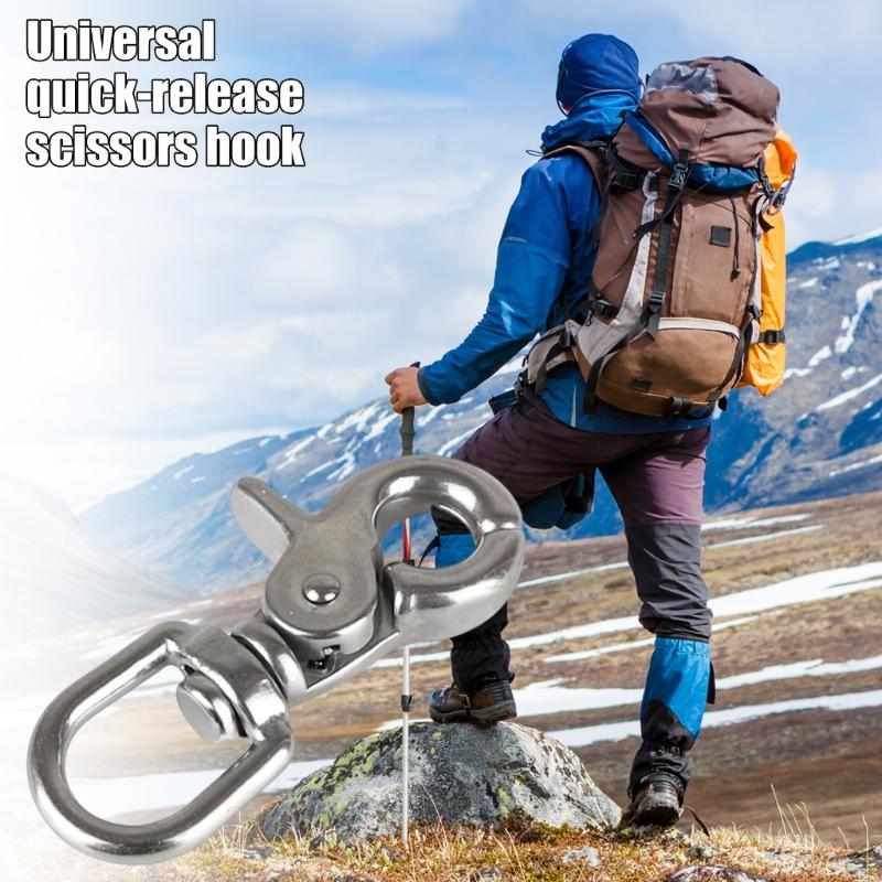 2Pcs Stainless Steel Swivels Clip Scissors Hook Set For Outdoors Gear Fishing And Camping Tool And Corrosions Resistant
